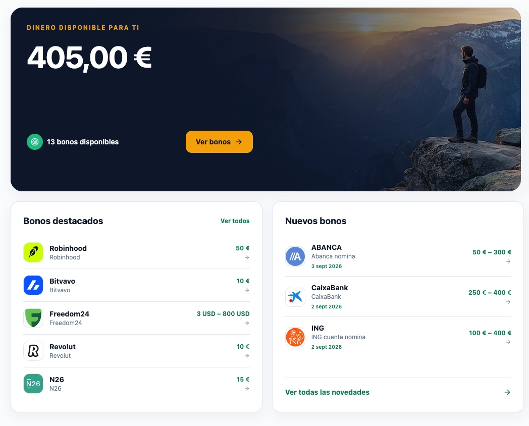 Captura real de la app Cazador de Bonos